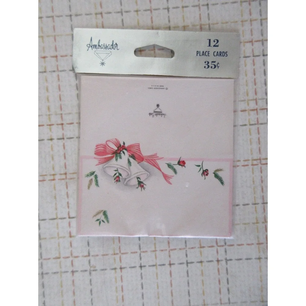 Vintage NEW Hallmark Ambassador Sealed 12 Place Cards Wedding Bells